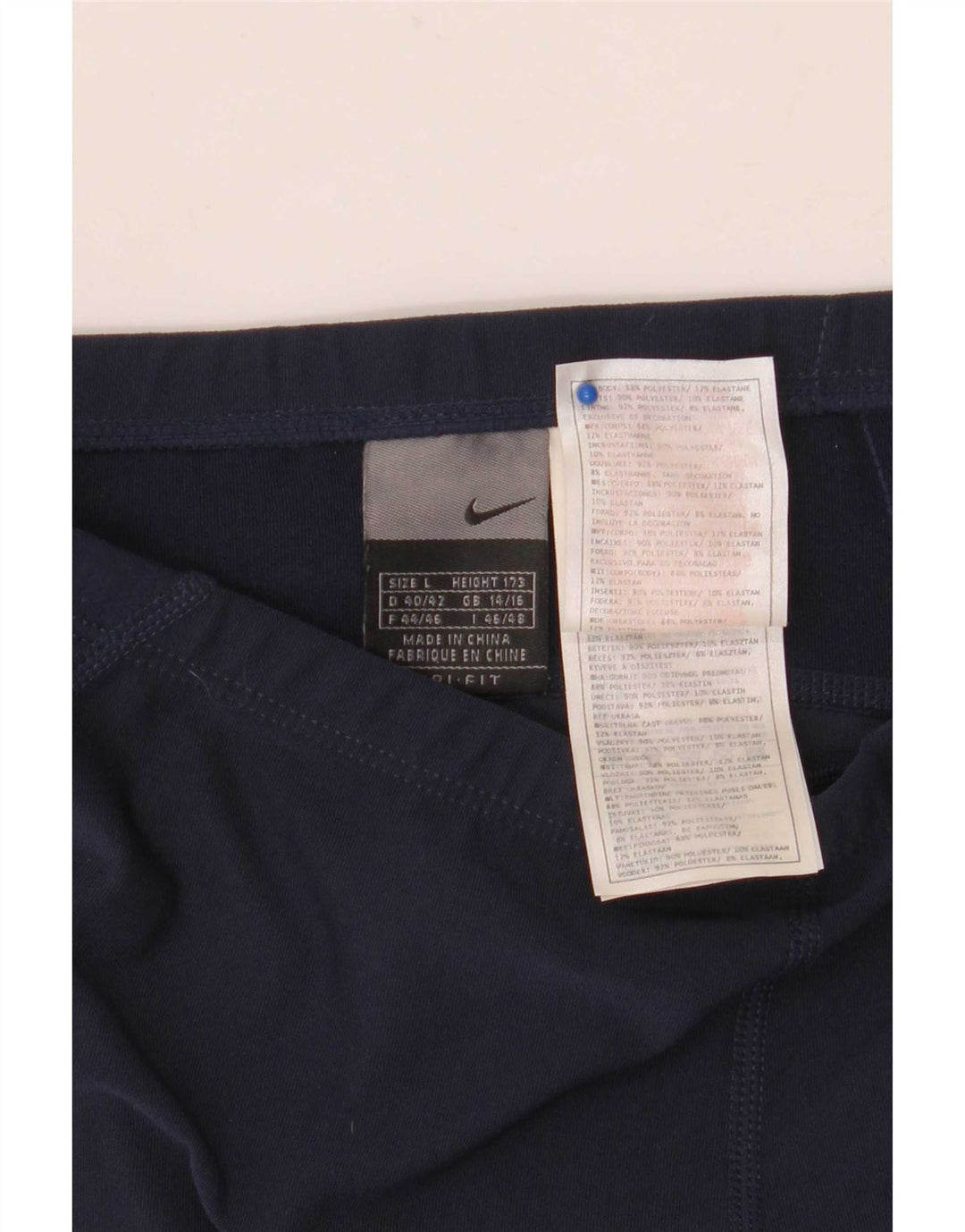 Женские леггинсы-капри Nike UK 14/16, большие темно-синие, полиэстер с цветными блоками