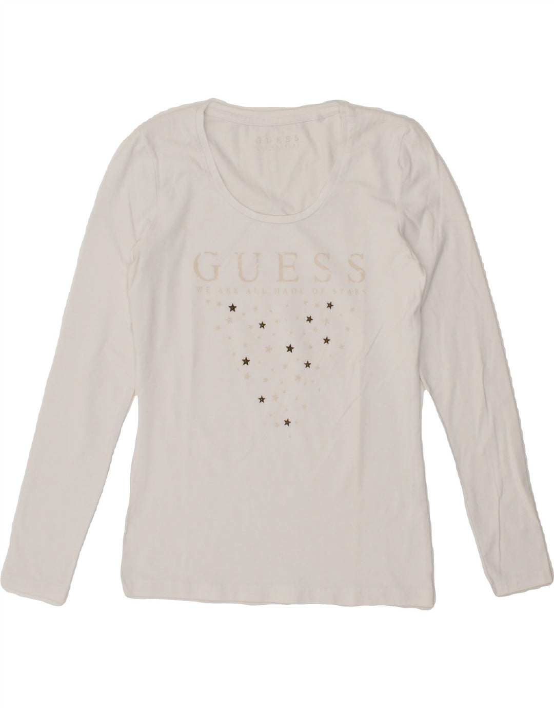 GUESS Womens Graphic Top Long Sleeve UK 10 Small White Vintage Guess and Second-Hand Guess from Messina Hembry 