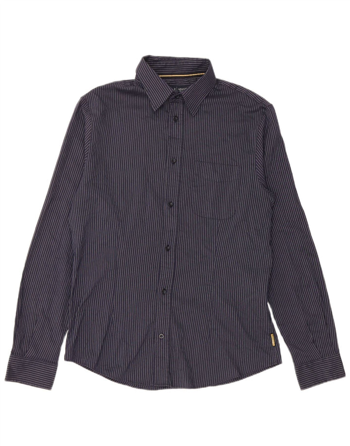 Мужская рубашка стандартного кроя Armani в клетку, большая темно-синяя полоска, полиэстер