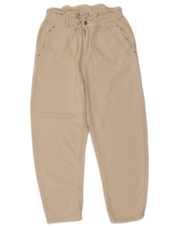 Женские укороченные джинсы Zara с высокой талией EU 38 Small W28 L25 Off White