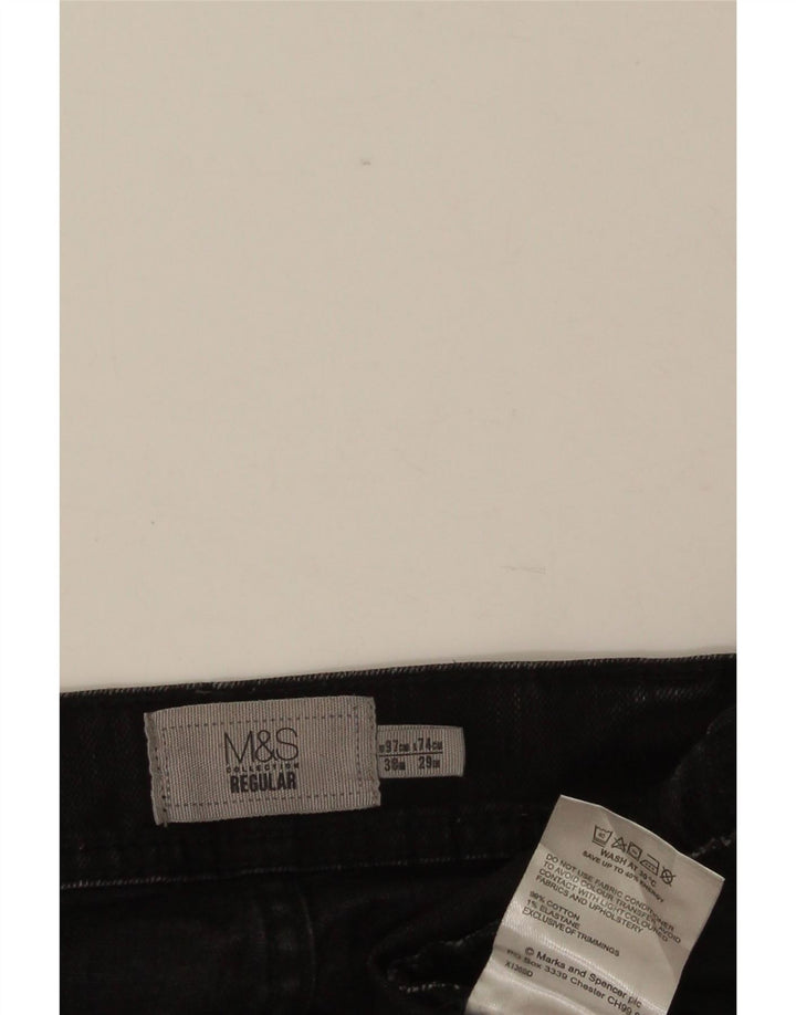 Мужские прямые джинсы Marks & Spencer W38 L29, черные, хлопковые