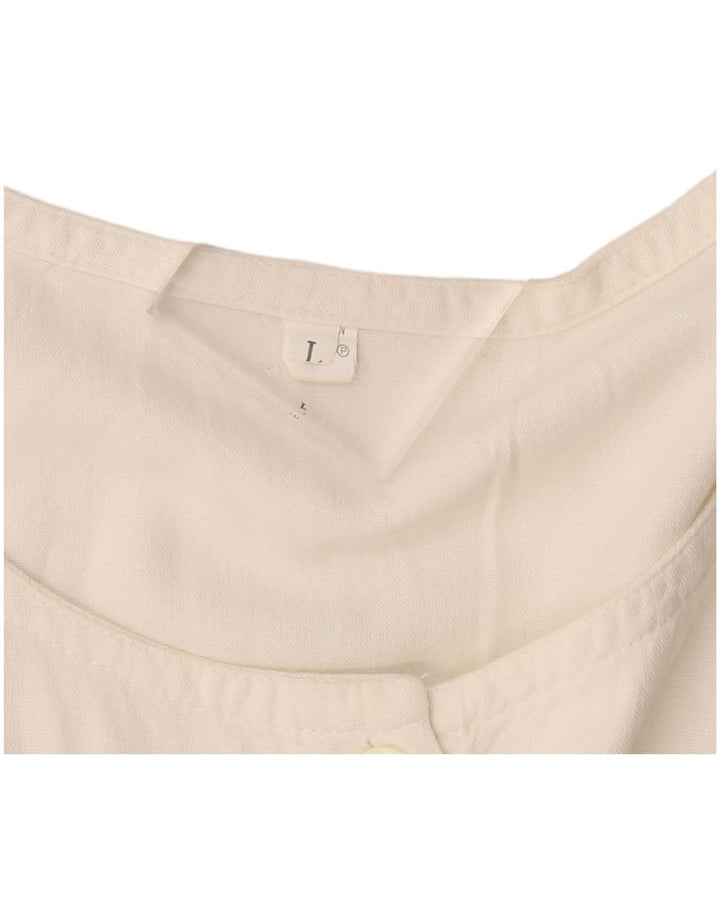 Винтажное женское платье макси без рукавов, Великобритания, 14, большое белое льняное полотно