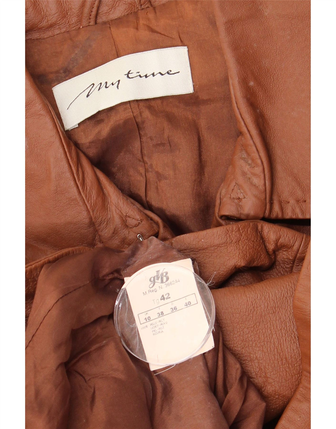 Винтажное женское двубортное пальто оверсайз UK 10, маленькое коричневое кожаное пальто