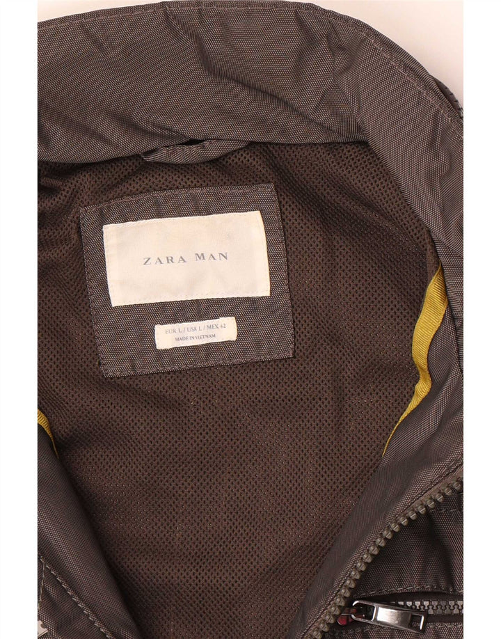 Мужская куртка-бомбер с капюшоном Zara UK 40, большая серая