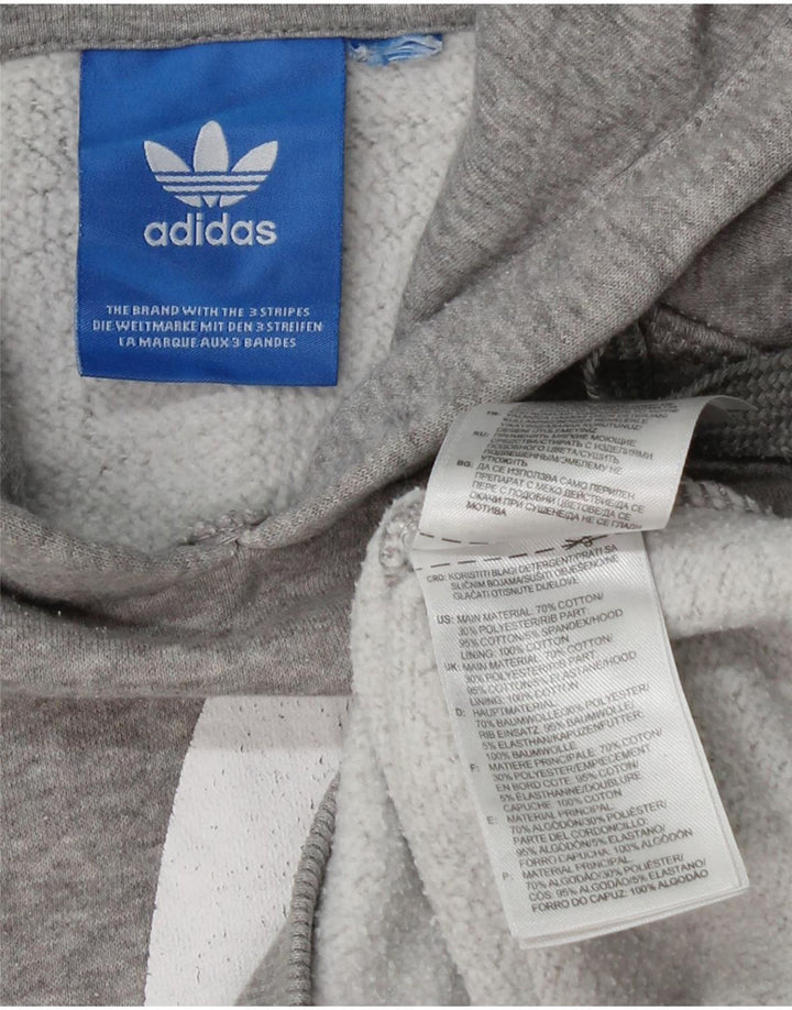 Женский джемпер с капюшоном ADIDAS UK 10, маленький, серый, хлопок