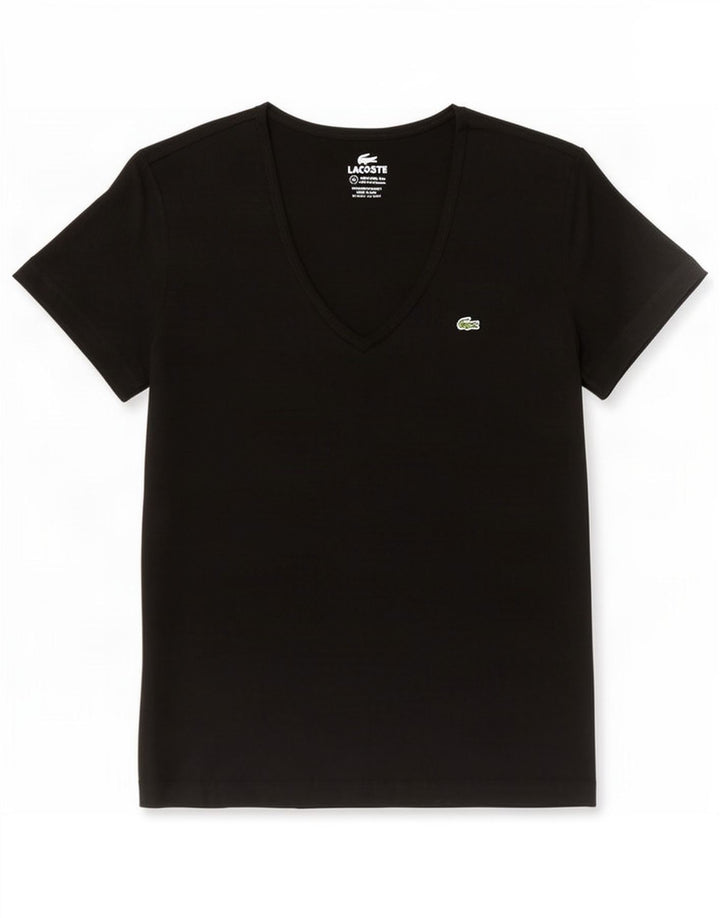 Женская футболка Lacoste, размер 42, большая, черная, хлопок