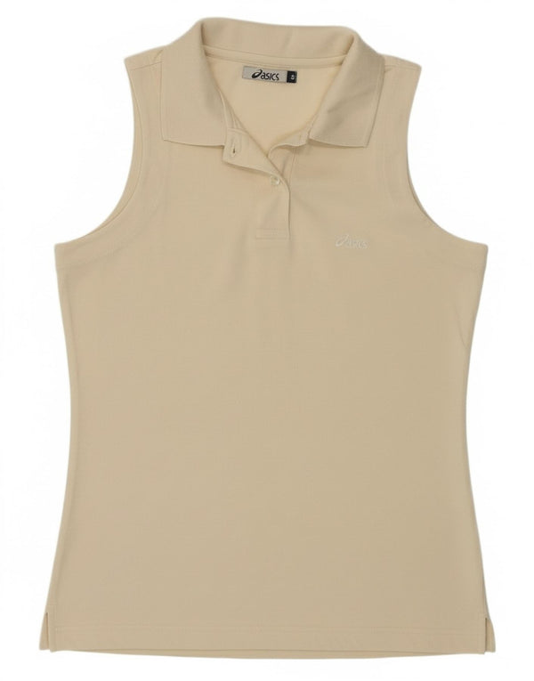 Женская рубашка поло без рукавов Asics UK 10, маленькая, белый, хлопок