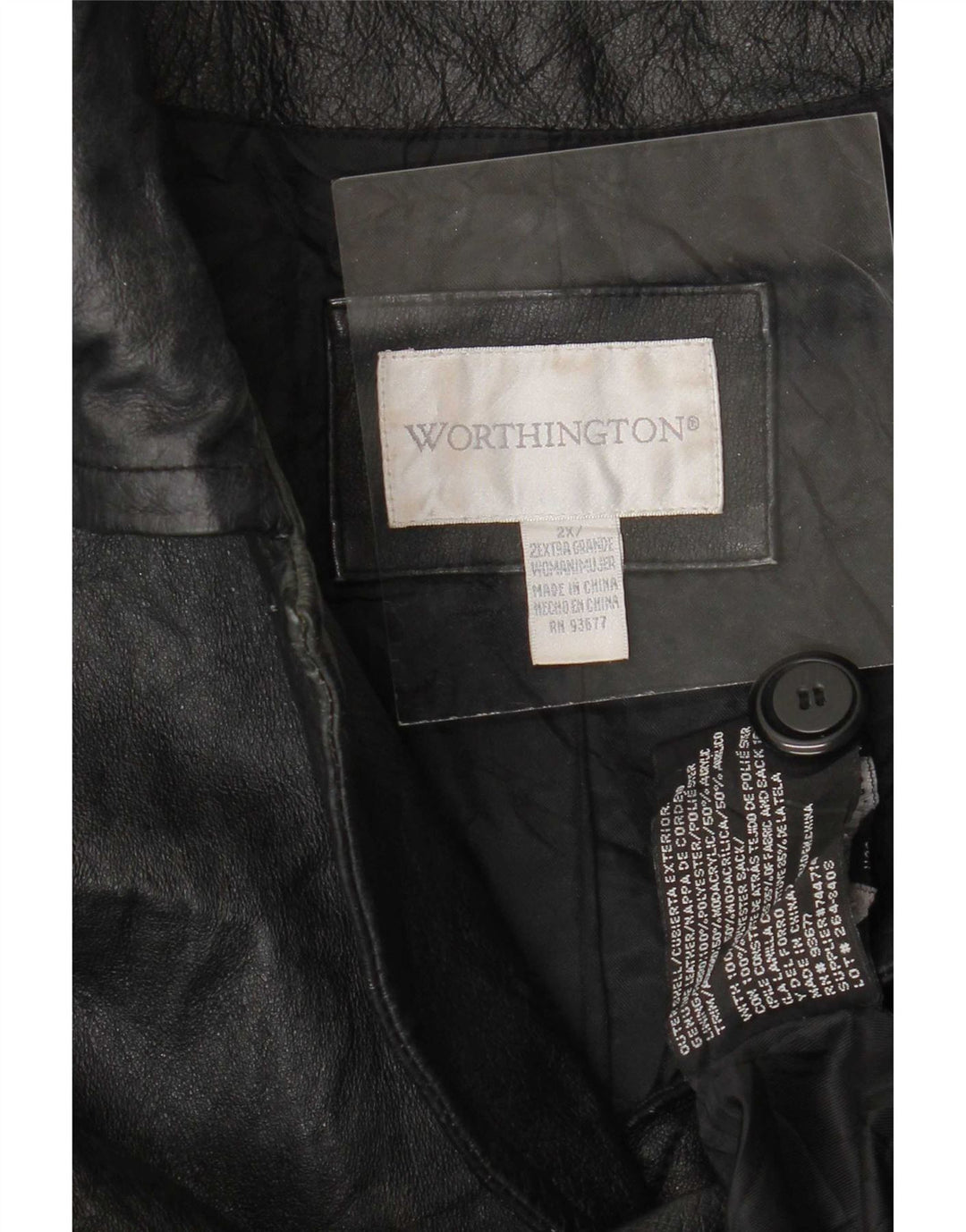 Женское кожаное пальто Worthington UK 20 2XL черное