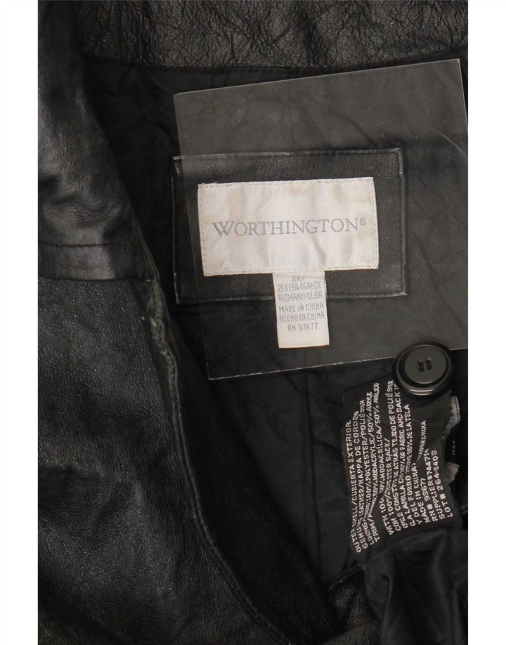 Женское кожаное пальто Worthington UK 20 2XL черное