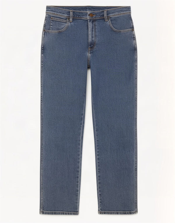 Мужские прямые джинсы Wrangler стандартного кроя W32 L30, синие, хлопок