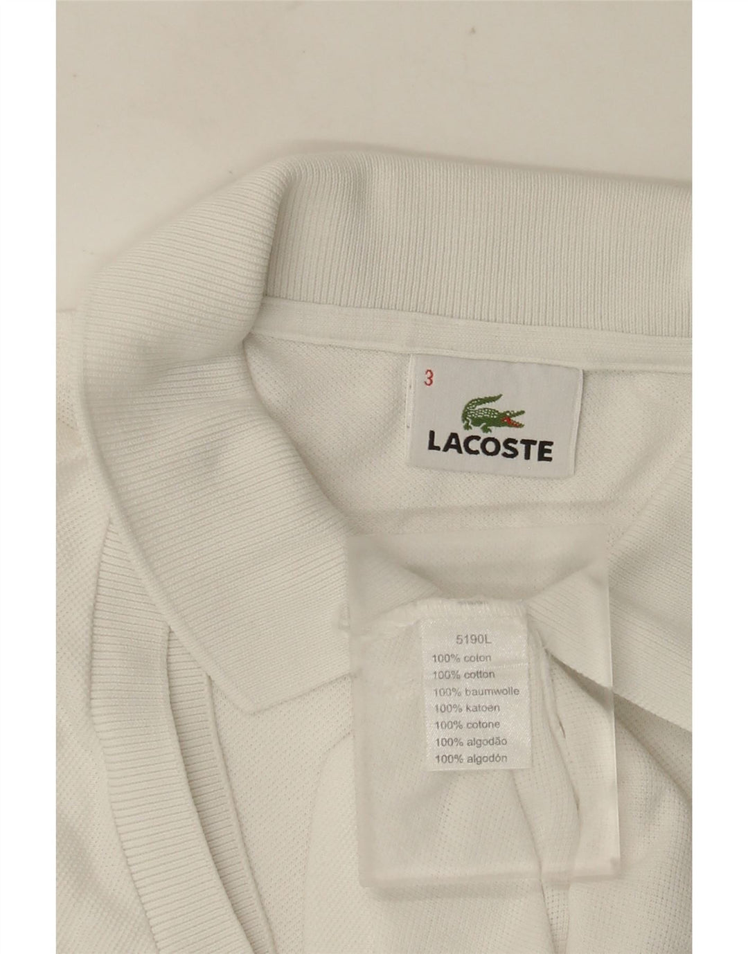 Мужская рубашка-поло LACOSTE, размер 3, маленькая, белый хлопок