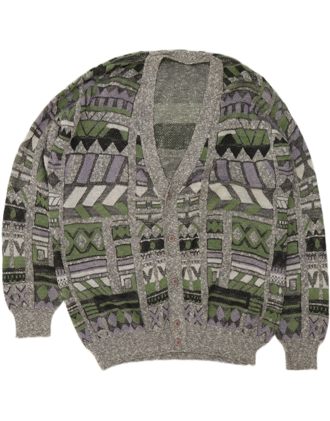 Мужской свитер-кардиган VINTAGE 2XL Разноцветный с геометрическим узором