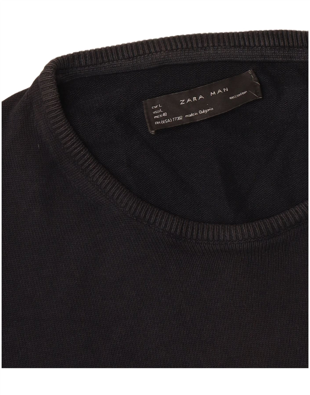 Мужской джемпер с круглым вырезом Zara, большой черный