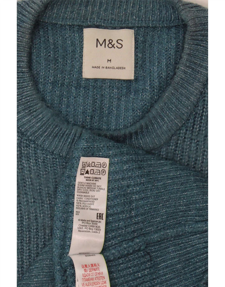 Мужской джемпер с круглым вырезом Marks & Spencer, средний синий полиамид