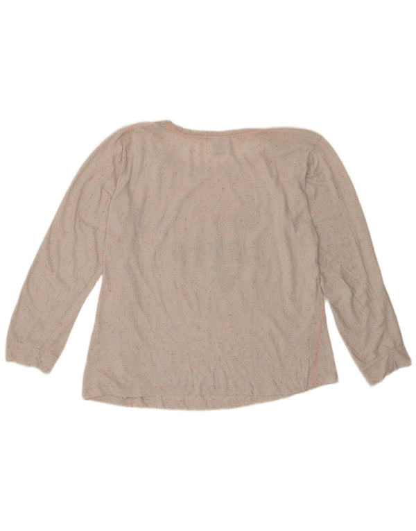 Lotto Womens Graphic Top Long Sleeve UK 14 Large White Flecked Cotton