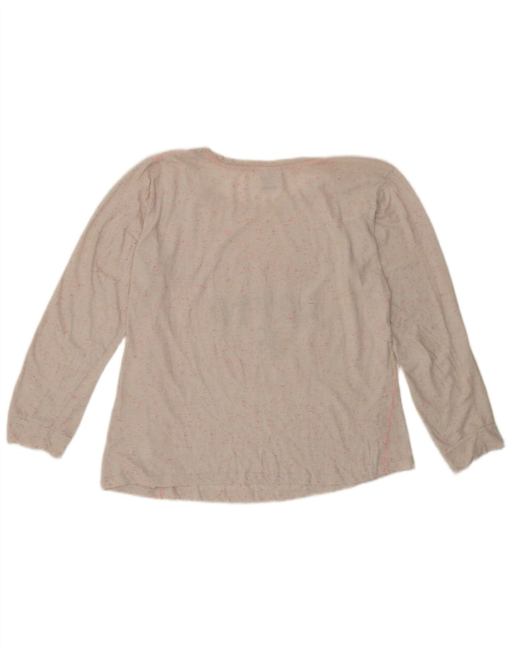 Женский топ с рисунком Lotto, длинный рукав, Великобритания, 14, большой белый хлопок с крапинками