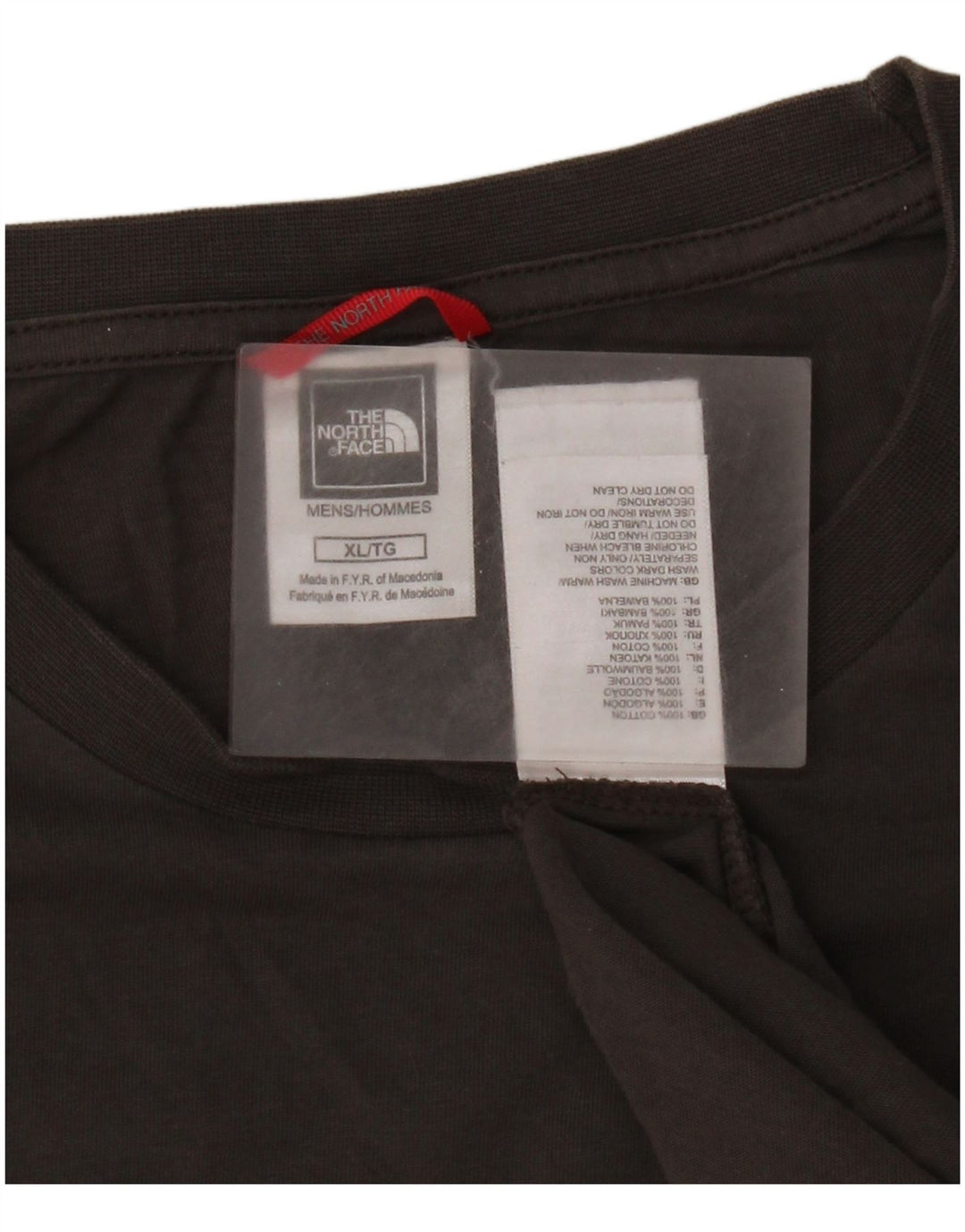 Мужской топ с рисунком The North Face, серый хлопок, длинный рукав, размер XL