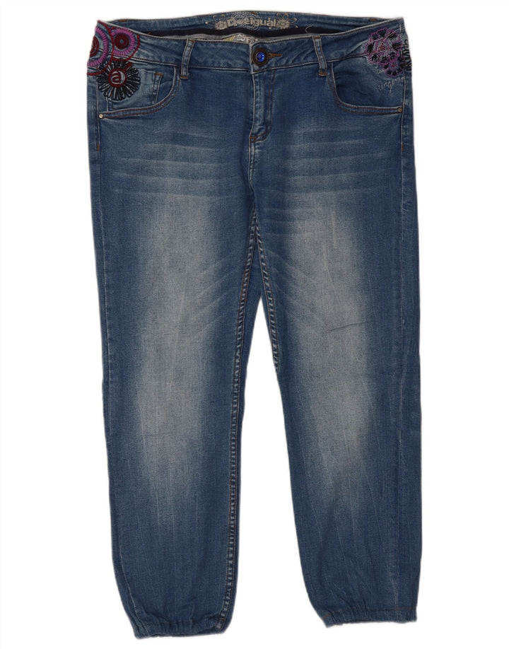 Мужские укороченные джинсы DESIGUAL W36 L24 синие с цветочным принтом