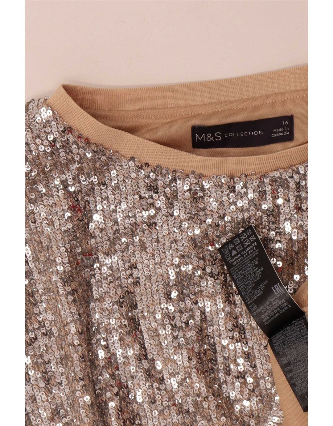 Женская блузка оверсайз с пайетками Marks & Spencer, Великобритания, 16, большой серебристый