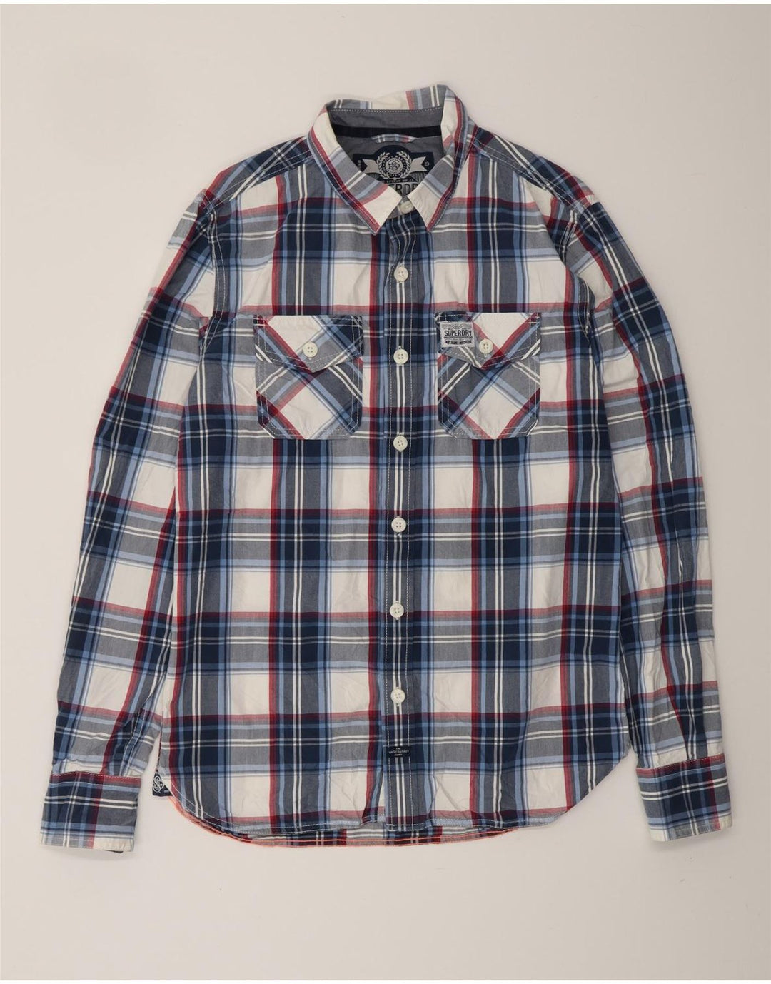 SUPERDRY Мужская рубашка, большая темно-синяя клетка