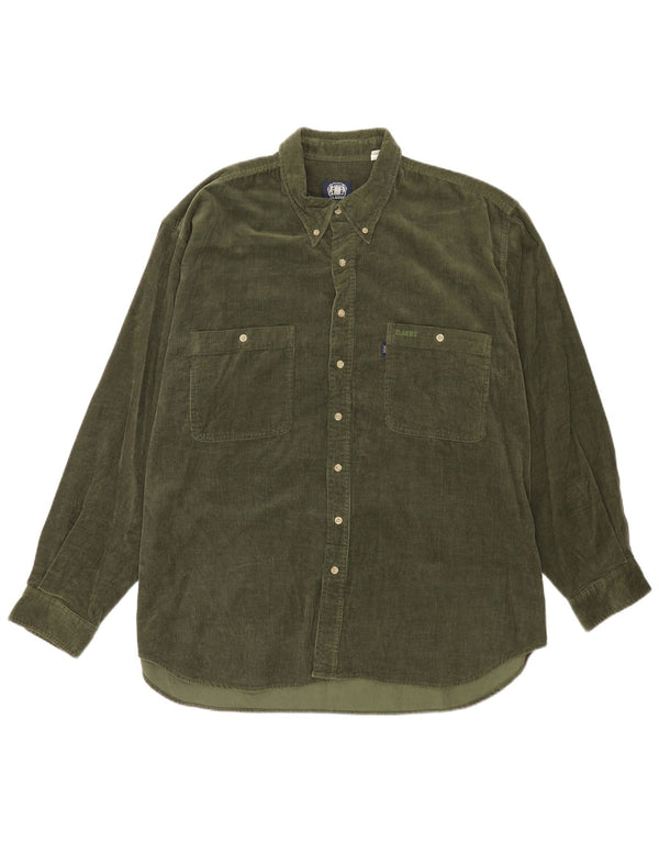 Мужская вельветовая рубашка CLASSIC UK 45/46 XL, зеленый хлопок