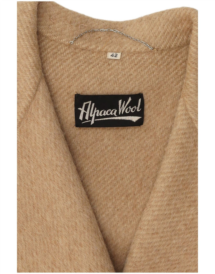 Винтажное женское двубортное пальто IT 42 Средний Бежевый Шерсть Альпака