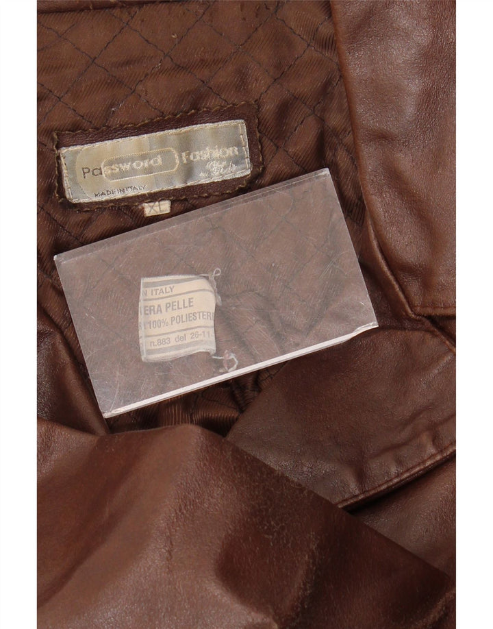 ВИНТАЖНОЕ женское кожаное пальто UK 18 XL Коричневое кожаное