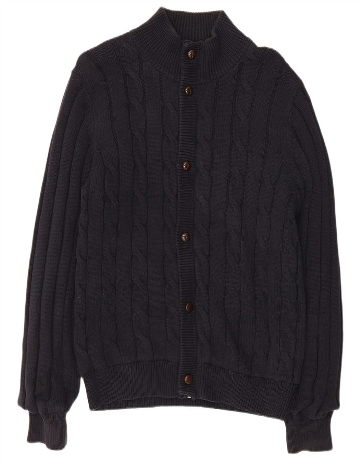 Мужской синий кардиган Marks & Spencer, маленький темно-синий хлопковый свитер