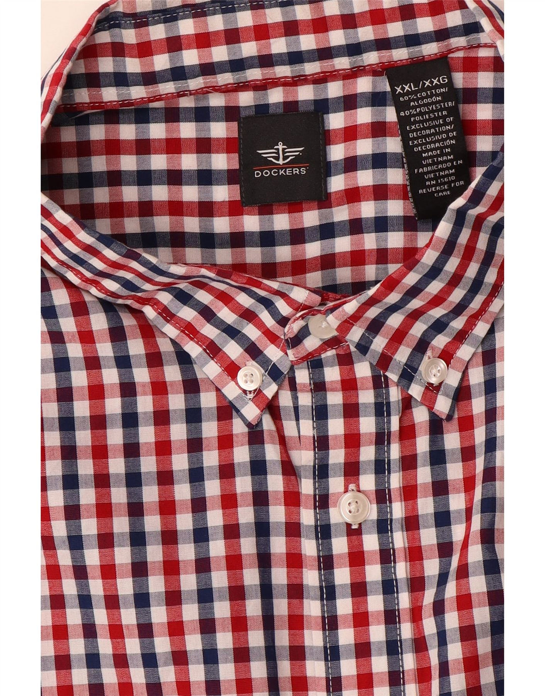 Мужская рубашка Dockers 2XL, красный хлопок в мелкую клетку