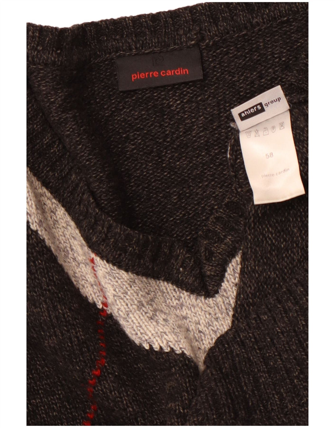 PIERRE CARDIN Мужской джемпер с v-образным вырезом IT 58 2XL Серый Аргайл/Алмаз