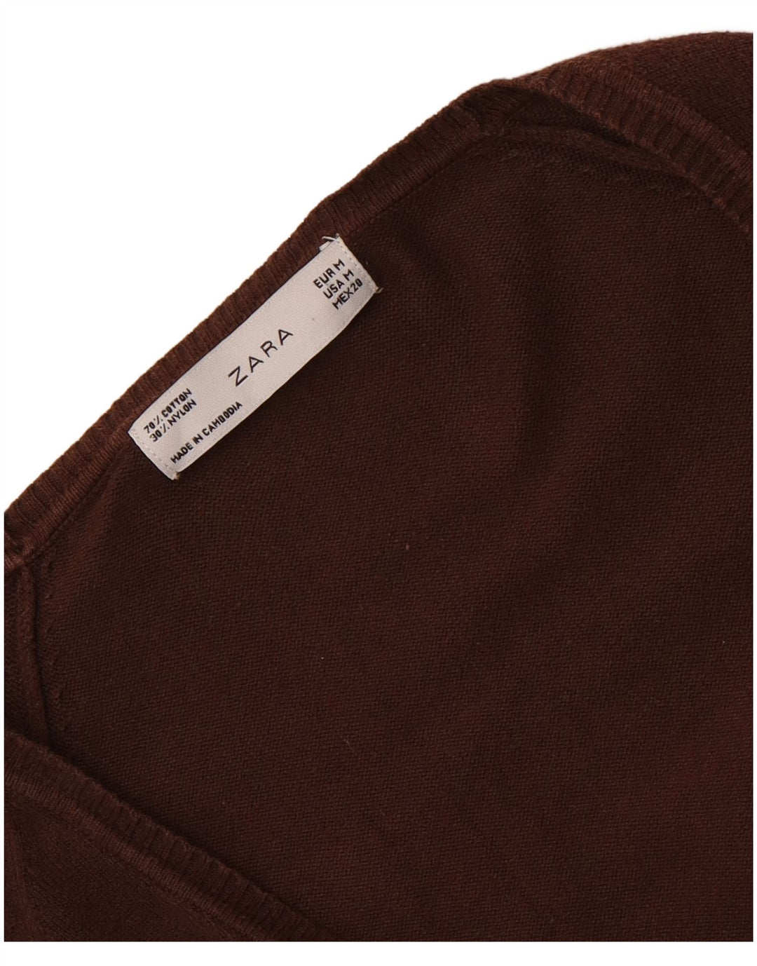 Женский кардиган Zara UK 12, хлопковый средний коричневый цвет