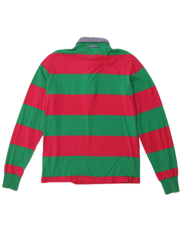 Мужская рубашка-поло для регби Gant с длинным рукавом, хлопковая ткань среднего зеленого цвета в полоску