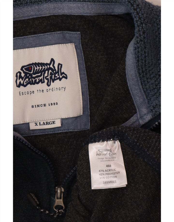 WEIRD FISH Мужской свитшот с воротником на молнии, джемпер XL, темно-синий, цветных блоков