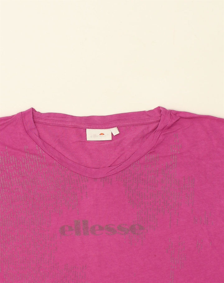ELLESSE Womens Oversized T-Shirt Top UK 14 Large Pink Cotton | Vintage Ellesse | Thrift | Second-Hand Ellesse | Used Clothing | Messina Hembry 