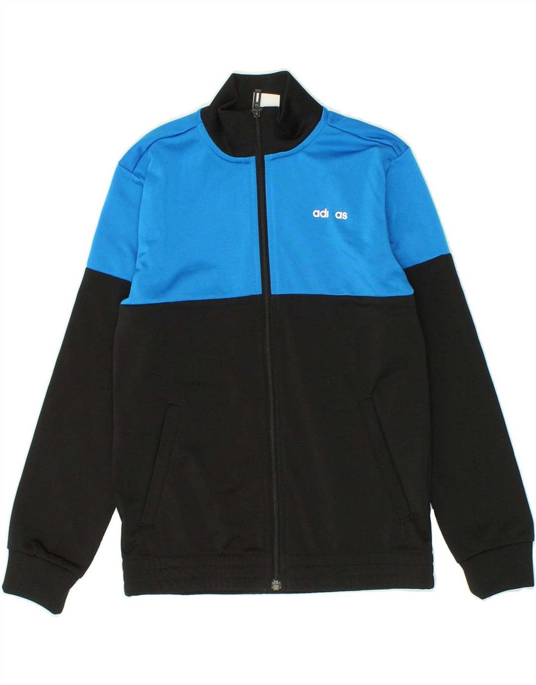 ADIDAS Boys Tracksuit Top Jacket 9-10 Years Blue Colourblock Polyester Vintage Adidas and Second-Hand Adidas from Messina Hembry 