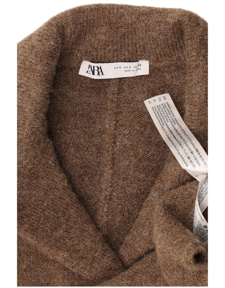 Женский свободный кардиган Zara UK 10, маленький коричневый полиэстер
