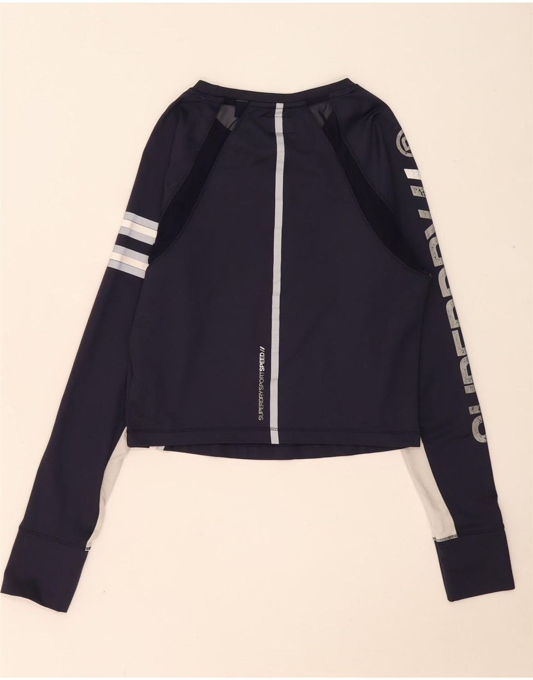 Женский топ с графическим рисунком Superdry UK 12, средний темно-синий с цветными блоками