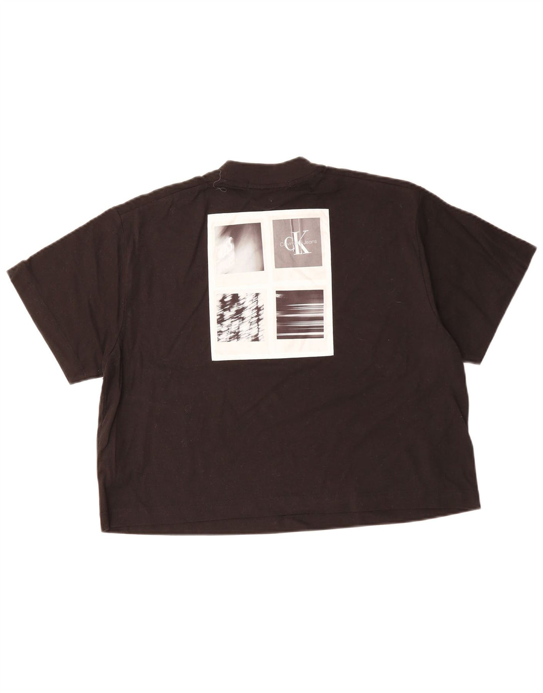 CALVIN KLEIN Женская укороченная футболка оверсайз с графическим рисунком, топ UK 10, маленький черный