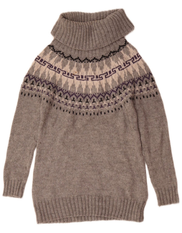 Женский джемпер с высоким воротником Marks & Spencer UK 12, средний серый цвет Fair Isle