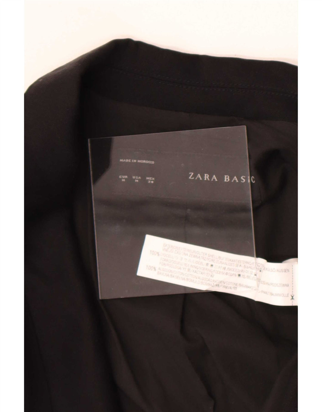 Женский пиджак с открытыми рукавами 3/4 Zara UK 14, средний черный лиоцелл