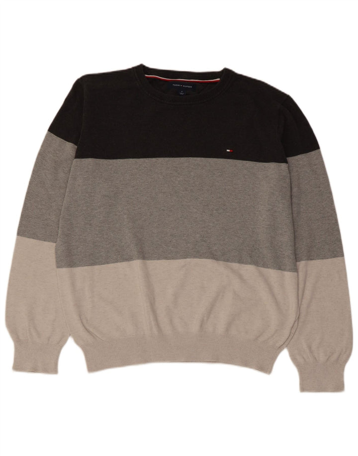 TOMMY HILFIGER Мужской джемпер с круглым вырезом, средний разноцветный