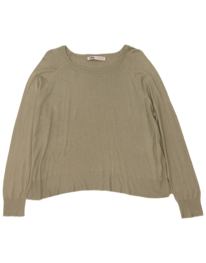 Женская блузка свободного кроя Zara UK 14, средний хаки, вискоза
