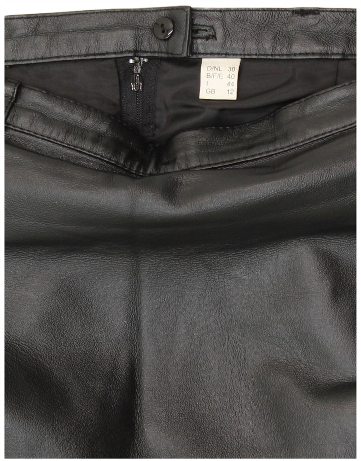 Винтажная женская кожаная юбка-карандаш UK 12 Medium W28 Черная кожа