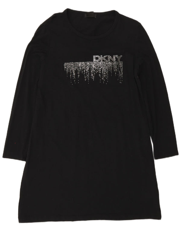 Женское платье-футболка с длинным рукавом Dkny, Великобритания, 18 XL, черный хлопок