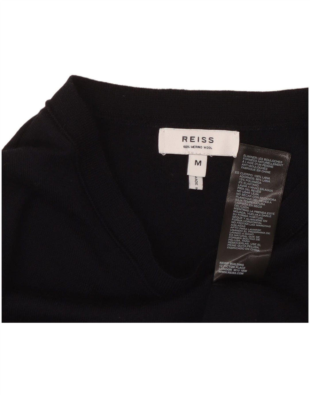 Женский свитер с вырезом «лодочка» REISS UK 12, средний темно-синий, шерсть