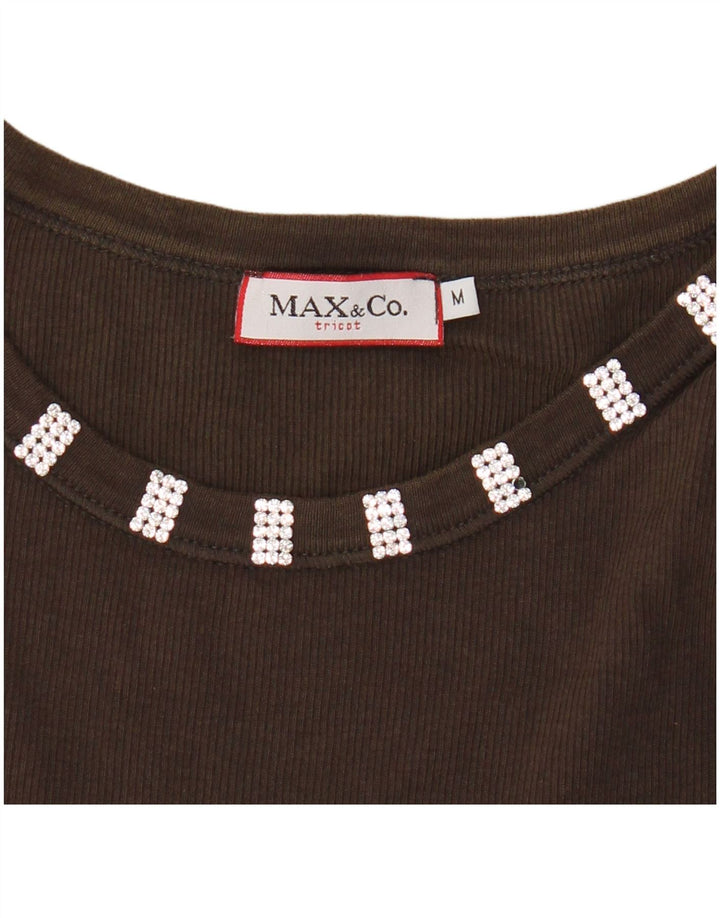 Женский трикотажный укороченный жилет Max & Co. UK 12, средний коричневый цвет