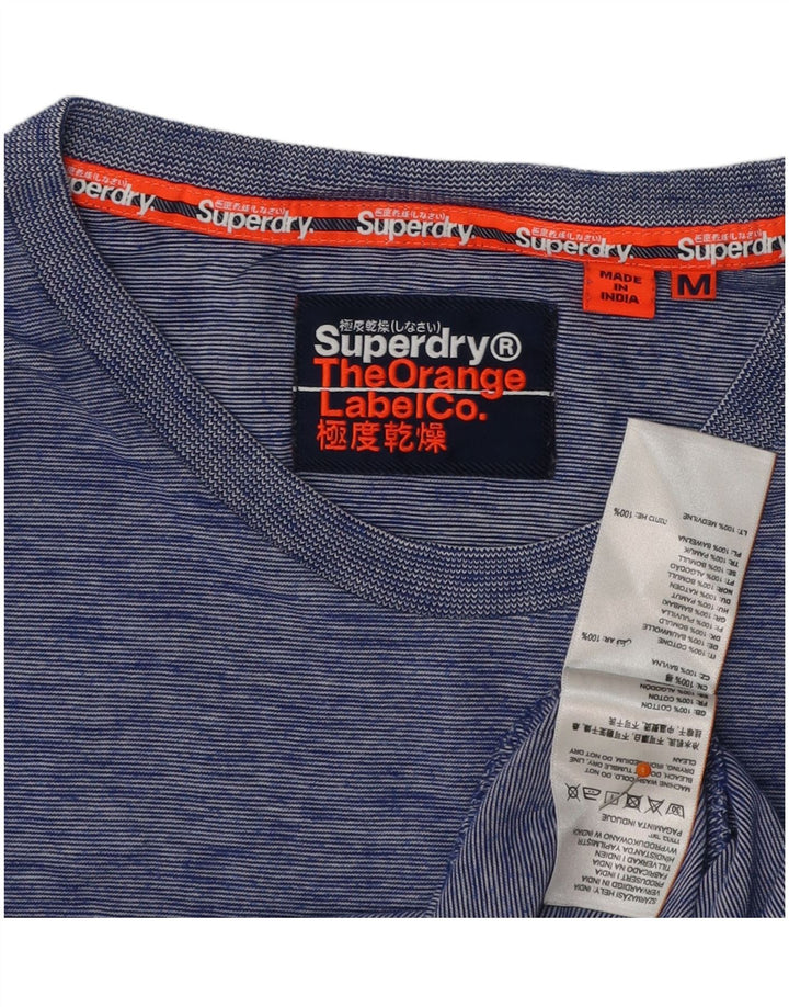 SUPERDRY Мужская футболка из хлопка среднего размера синего цвета с крапинками