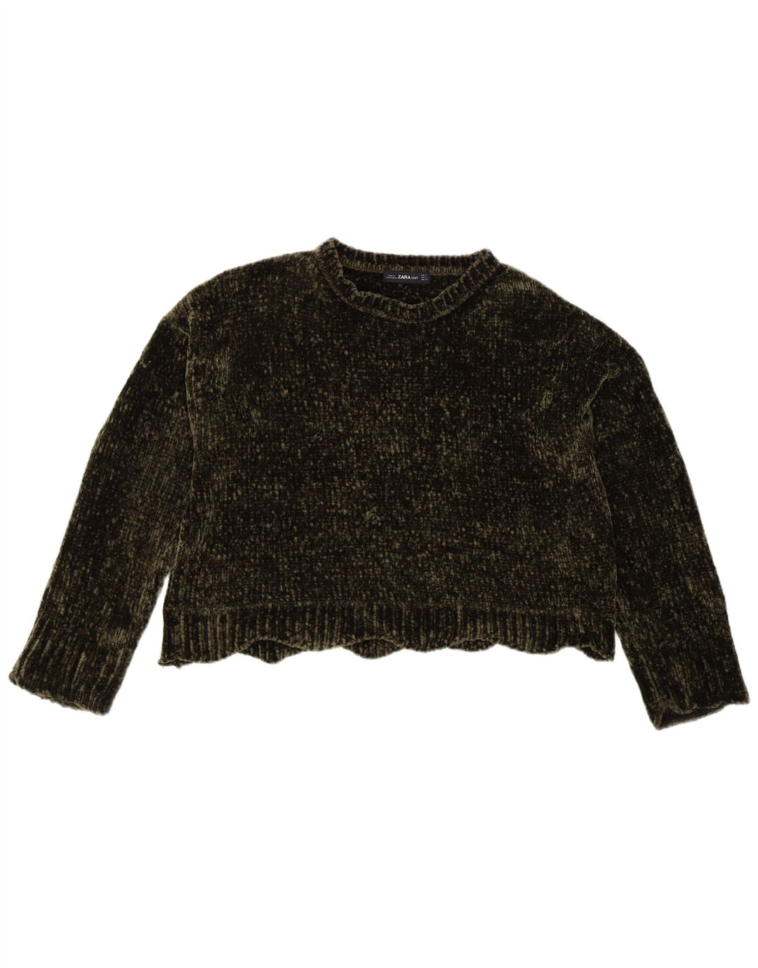 Женский свободный джемпер с вырезом «лодочка» Zara UK 10, маленький, цвет хаки, полиэстер