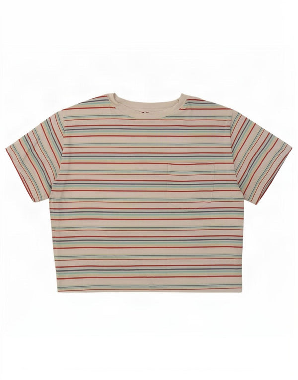 Женская укороченная футболка Levi's Top UK 14, хлопок в разноцветную полоску среднего размера