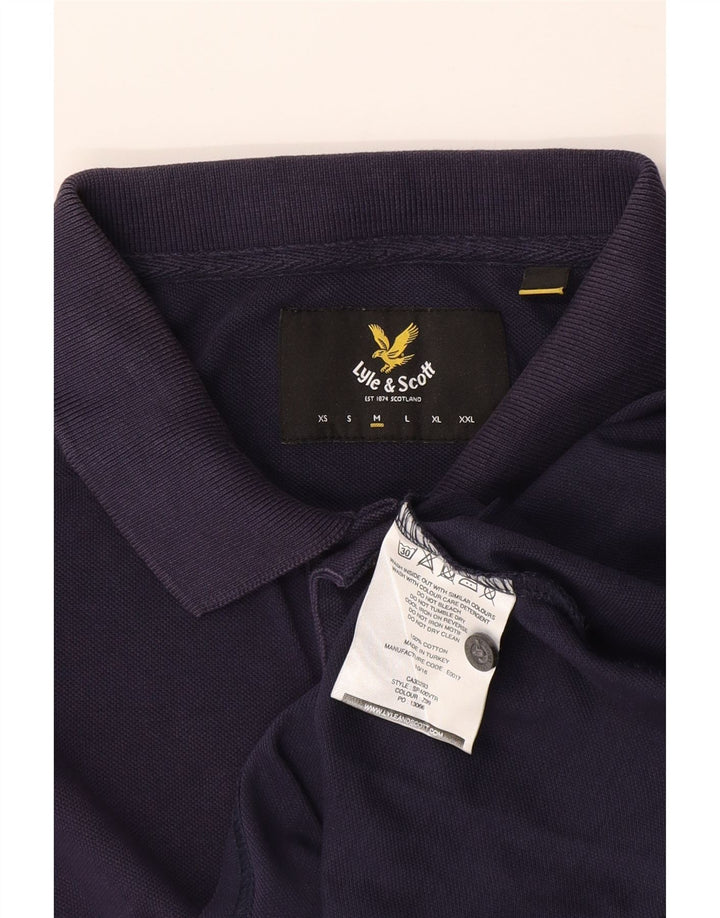 Мужская рубашка-поло Lyle & Scott, темно-синяя, хлопковая, среднего размера